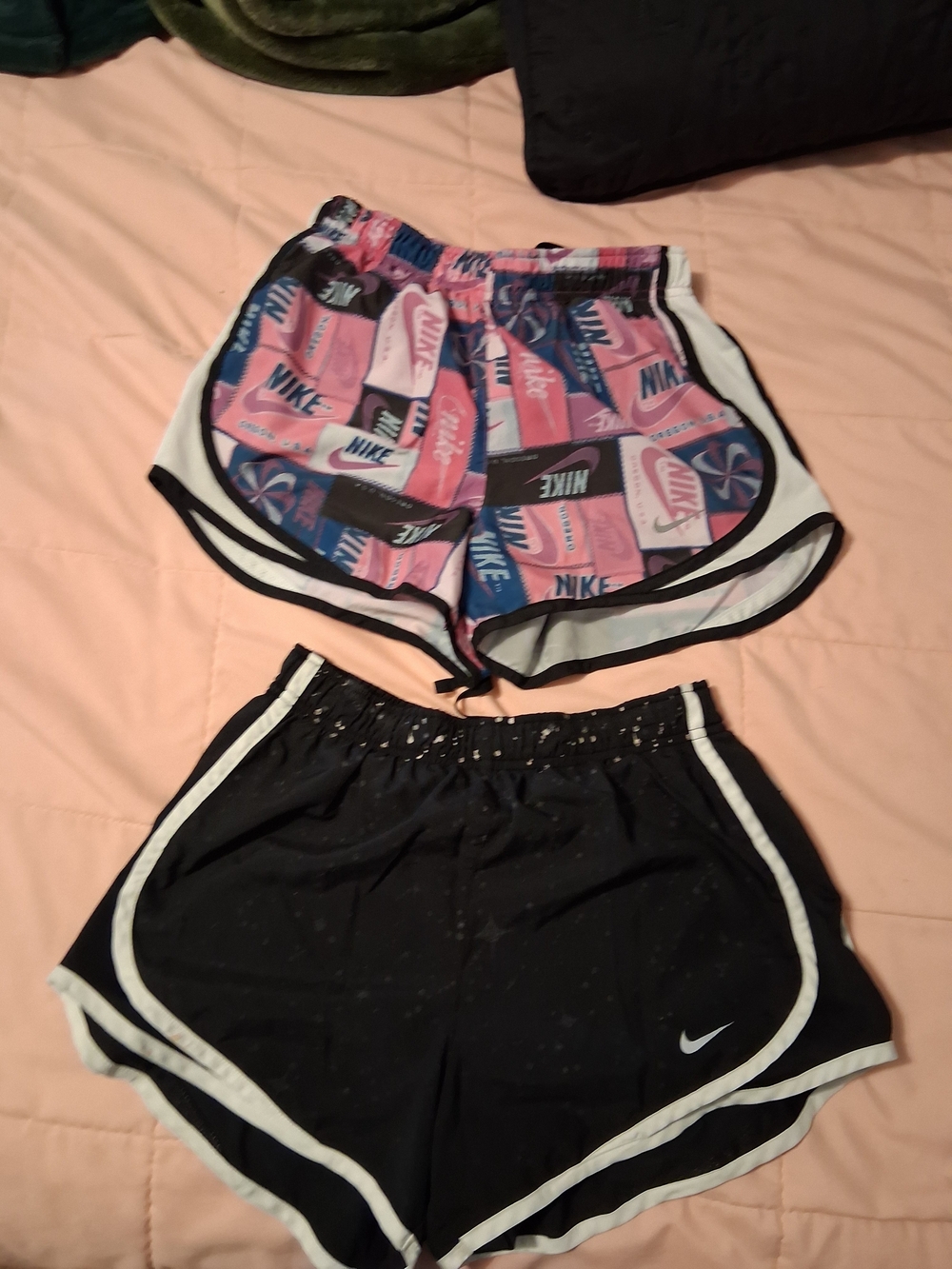 Nike Girls' Pink Multi-Print and Black Athletic Shorts Set